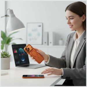 Dėklas UNIQ Veren skirtas Apple iPhone 17 Pro Magclick Charging oranžinės spalvos - Image 5