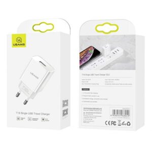 USAMS Wall Charger 1xUSB T18 2.1A (only head) white Fast Charging CC075TC01 - Image 9