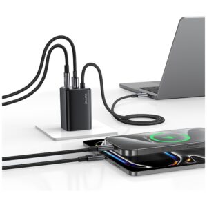USAMS JC Series CC266 65W GaN Fast Charger 2xUSB-C 1xUSB-A juodos spalvos - Image 6
