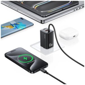 USAMS JC Series CC266 65W GaN Fast Charger 2xUSB-C 1xUSB-A juodos spalvos - Image 7
