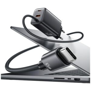 USAMS JC Series CC266 65W GaN Fast Charger 2xUSB-C 1xUSB-A juodos spalvos - Image 8
