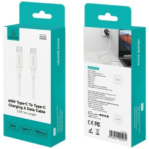 USAMS U90 cable 60W USB-C to USB-C white - Image 4
