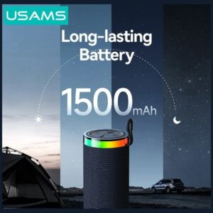 USAMS YX018 Portable Bluetooth 5.4 Wireless Speaker juodos spalvos - Image 7