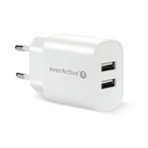 Tinklo įkroviklis EVERACTIVE 2× USB 2,4 A, baltas