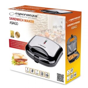 Esperanza ASIAGO sumuštinių keptuvė 1000 W Juoda, Balta - Image 3