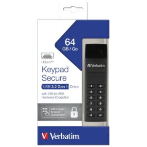 External drive Verbatim Keypad Secure USB 3.2 Gen 1 64GB juodos spalvos 49431 - Image 6