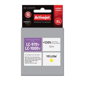 Activejet AB-1000YN rašalas (pakaitinis Brother LC1000Y/970Y; Supreme; 36 ml; geltonas)