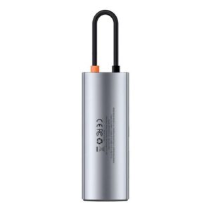 Baseus HUB Metal Gleam serijos 7-in-1 daugiafunkcis (Type-C į 2x USB 3.0, PD 100W / HDMI 4K 30Hz / RJ45 1Gbps, Type-C pagrindinis) pilkas (WKWG020113) - Image 6