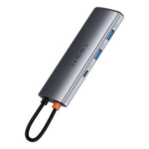 Baseus HUB Metal Gleam serijos 7-in-1 daugiafunkcis (Type-C į 2x USB 3.0, PD 100W / HDMI 4K 30Hz / RJ45 1Gbps, Type-C pagrindinis) pilkas (WKWG020113) - Image 20