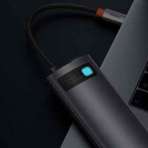 Baseus HUB Metal Gleam serijos 7-in-1 daugiafunkcis (Type-C į 2x USB 3.0, PD 100W / HDMI 4K 30Hz / RJ45 1Gbps, Type-C pagrindinis) pilkas (WKWG020113) - Image 22