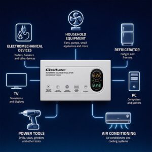 Qoltec 50450 Automatinis įtampos stabilizatorius AVR 3000VA | 1800W - Image 3