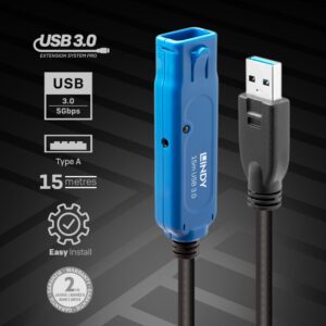 Lindy 43229 USB kabelis USB 3.2 Gen 1 (3.1 Gen 1) 15 m USB A Juoda - Image 2