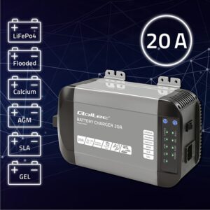 Qoltec 51953 Išmanusis „Monolith“ įkroviklis LiFePO4 AGM GEL SLA akumuliatoriams | 20A | 24V - Image 2