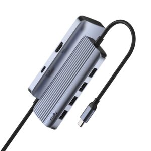 Cudy UH500 knyginių kompiuterių dokas / jungčių replikatorius USB 3.2 Gen 1 (3.1 Gen 1) Type-C Pilka, Sidabras