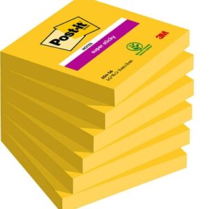 Lipnūs lapeliai Post-it Super Sticky, 76x76mm, 90 lapelių, geltonos spalvos