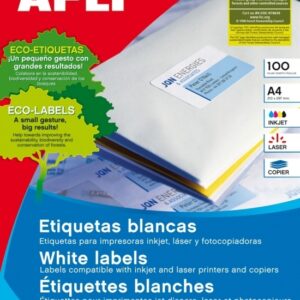 Lipnios etiketės Apli, A4, 48.5x16.9mm, 68 etiketės lape, 100 lapų, baltos spalvos - Image 2