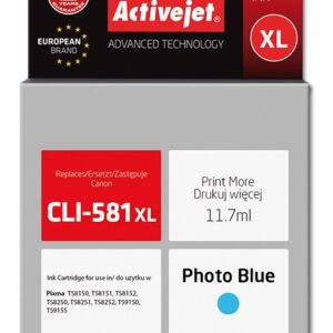 Activejet ACC-581PBNX rašalas (CLI-581PB XL pakaitalas; Supreme; 11,70 ml; fotomėlynas)