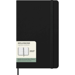 Kalendermärkmik Moleskine 2027 13x21cm, nädal H, kõvad kaaned, must