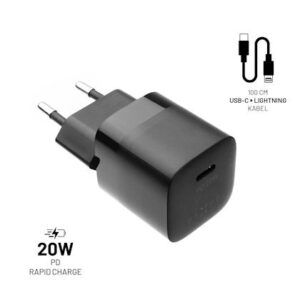 FIXED USB-C Charger 20W+ USB-C/Lightning Cable, bl