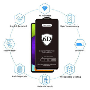 Tel Protect Full Glue 6D Tempered Glass skirtas SAMSUNG GALAXY S22/S23 BLACK (with fingerprint unlock) - 10 PACK - Image 5