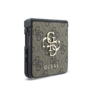 Guess PU 4G Metal Logo dėklas Samsung Galaxy Z Flip 8 rudos spalvos - Image 2