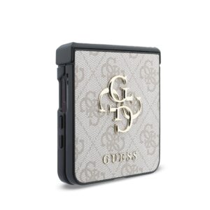 Guess PU 4G Metal Logo dėklas Samsung Galaxy Z Flip 8 rožinės spalvos - Image 2