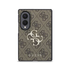 Guess PU 4G Metal Logo dėklas Samsung Galaxy Z Fold 8 rudos spalvos