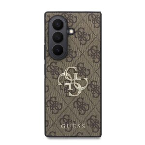 Guess PU 4G Metal Logo dėklas Samsung Galaxy Z Fold 8 Ultra rudos spalvos