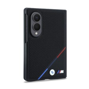 BMW M PU Perforated Tricolor Stripe Magnetic dėklas Samsung Galaxy Z Fold 8 juodos spalvos - Image 2