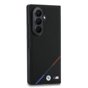 BMW M PU Perforated Tricolor Stripe Magnetic dėklas Samsung Galaxy Z Fold 8 Ultra juodos spalvos - Image 2