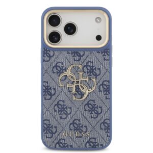 Guess PU Leather 4G Metal Logo Gold Frame Dėklas iPhone 18 Pro Max Blue - Image 2