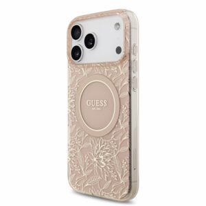 Guess IML Flowers Allover Strap MagSafe Dėklas Apple iPhone 18 Pro Max Pink - Image 2