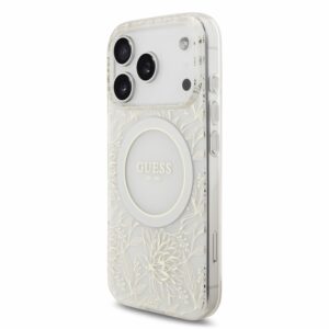 Guess IML Flowers Allover Strap MagSafe Dėklas Apple iPhone 18 Pro White - Image 2