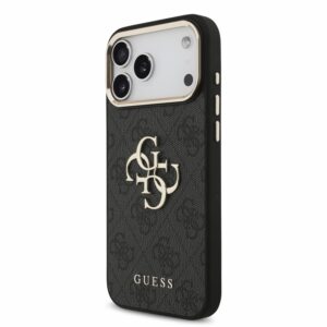 Guess PU 4G Metal Logo Strap Dėklas Apple iPhone 18 Pro Max Black - Image 2