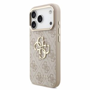 Guess PU 4G Metal Logo Strap Dėklas Apple iPhone 18 Pro Pink - Image 2