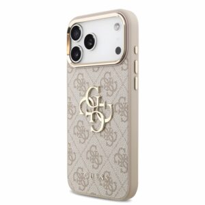 Guess PU 4G Metal Logo Strap Dėklas Apple iPhone 18 Pro Max Pink - Image 2