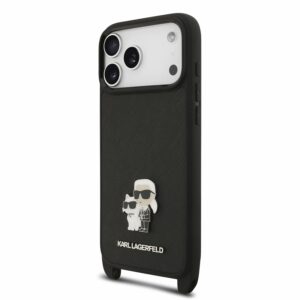 Karl Lagerfeld Saffiano Crossbody dirželis Karl and Choupette dėklas iPhone 18 Pro juodas - Image 2
