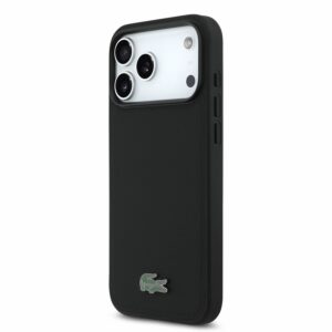 Lacoste PVC Iconic Petit Pique metaliniu logotipu MagSafe dėklas iPhone 18 Pro Max Black