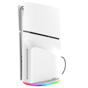 iPega P5S035SA Vertical Stand (2xUSB-A) with RGB for PS5 Slim/PS5 Pro White - Image 2