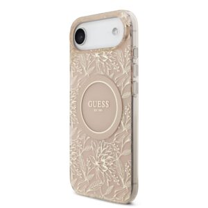 Guess IML Flowers Allover Strap MagSafe dėklas Apple iPhone Air rožinės spalvos