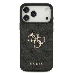 Guess PU 4G Metal Logo dėklas Apple iPhone 18 Pro Max pilkos spalvos - Image 2