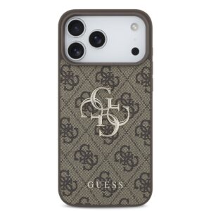 Guess PU 4G Metal Logo dėklas Apple iPhone 18 Pro rudos spalvos - Image 2