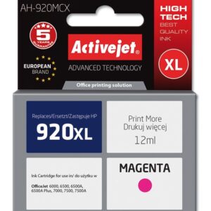 Activejet AH-920MCX rašalas (pakaitinis HP 920XL CD973AE; Premium; 12 ml; raudonos spalvos)