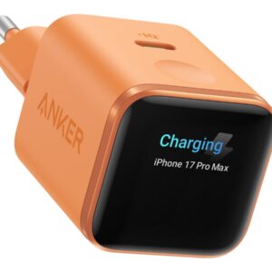 Anker Nano Charger 45W, Smart Display, Orange | 24 pin USB-C