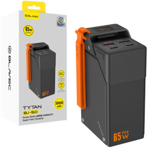 Blavec Power Bank 30000mAh BJ-50 Tytan 65W - 2x Type-C + 2x USB-A (PBBJ50B) juodos spalvos