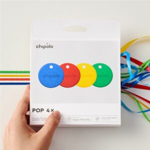 Chipolo POP – Bluetooth Tracker with Replaceable Battery for iOS & Android, 4pack -Red_Blue_Yellow_Green - Image 2
