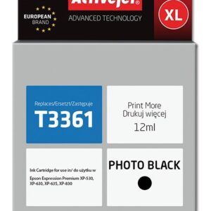 Activejet AE-33PBNX rašalas (pakaitinis Epson 33XL T3361; Supreme; 12 ml; juodas)