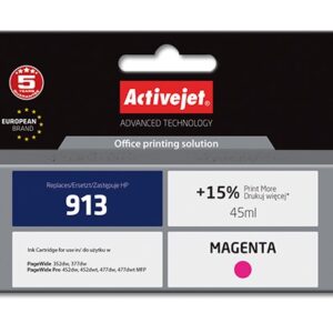 Activejet AH-913MR rašalas (pakaitinis HP 913 F6T78AE; Premium; 45 ml; raudonos spalvos)