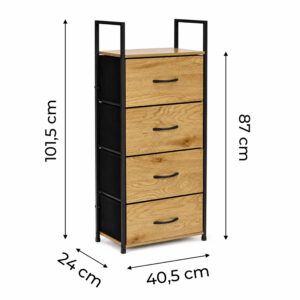 Spintelė su 4 medžiaginiais stalčiais lentyna cm tekstilinis organizatorius loft ModernHome - Image 10