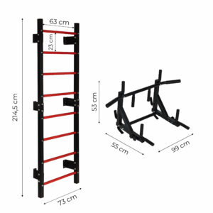 Gimnastikos sienelė 215 cm prisitraukimų skersinis vaikams ir suaugusiems juoda MOVEPRO - Image 10